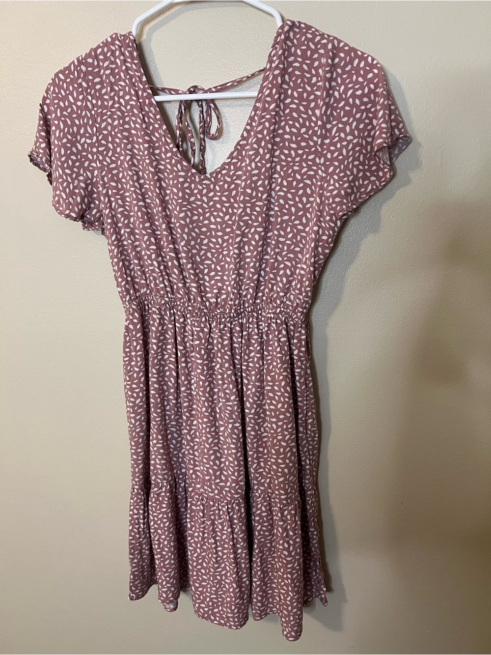 Pink Rose Ditsy Floral Print Mini Dress With Flutter Sleeves